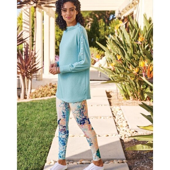 Soft Surroundings Arley Tunic Pullover Snap Shoulder Blue Size Medium - Picture 1 of 7